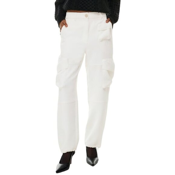 Wilfred Project Cargo High Rise Waist Drawcord Hem Straight Casual Pants White 8 - Picture 1 of 12
